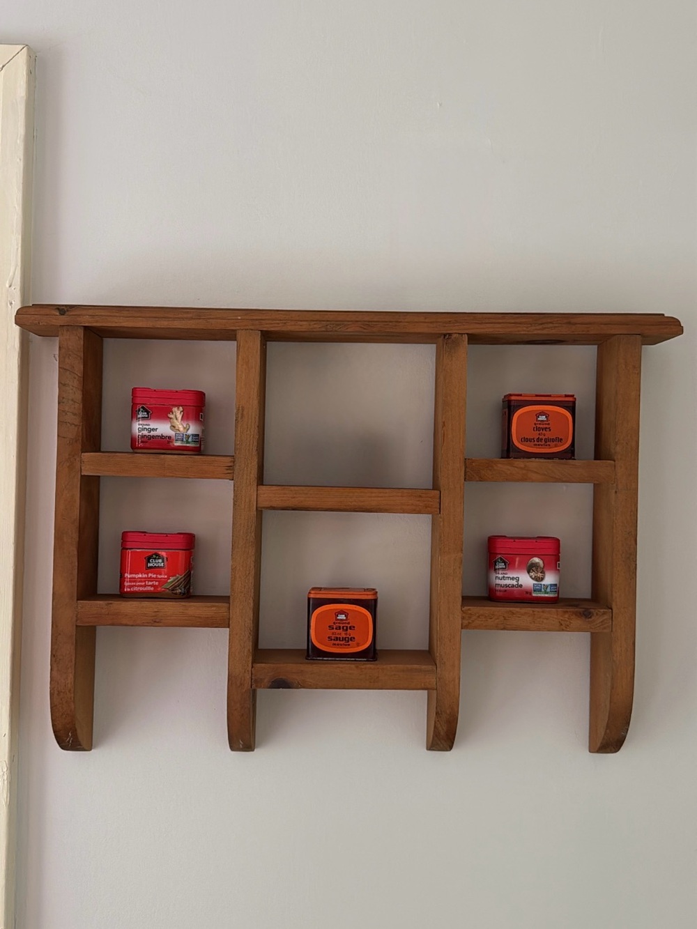 Rustic Brown Wall Display Shelf - Wooden Home Organizer
